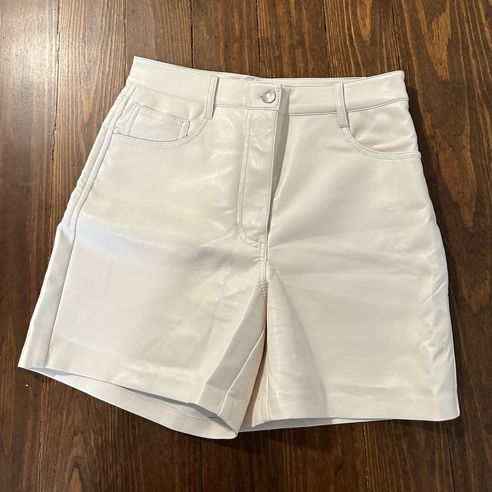 Aritzia White Leather Shorts